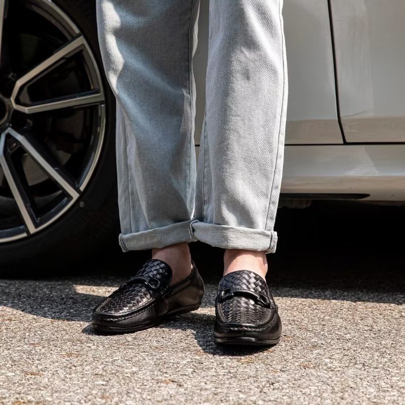 Loafers Til Mænd Eksotisk Metal Tå-slip-on-loafers - Sort