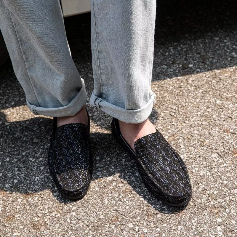 Loafers Til Mænd Eksotisk Metal Tå-slip-on-loafers - Sort