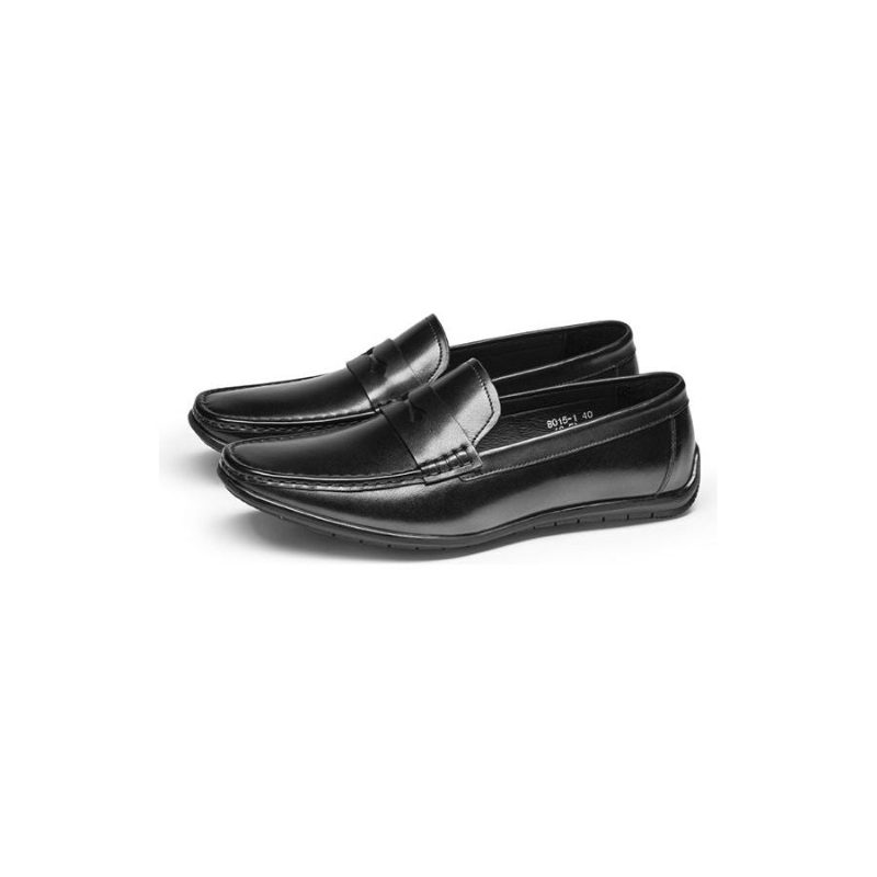 Loafers Til Mænd Eksotiske Firkantede Læder-slip-on - Sort