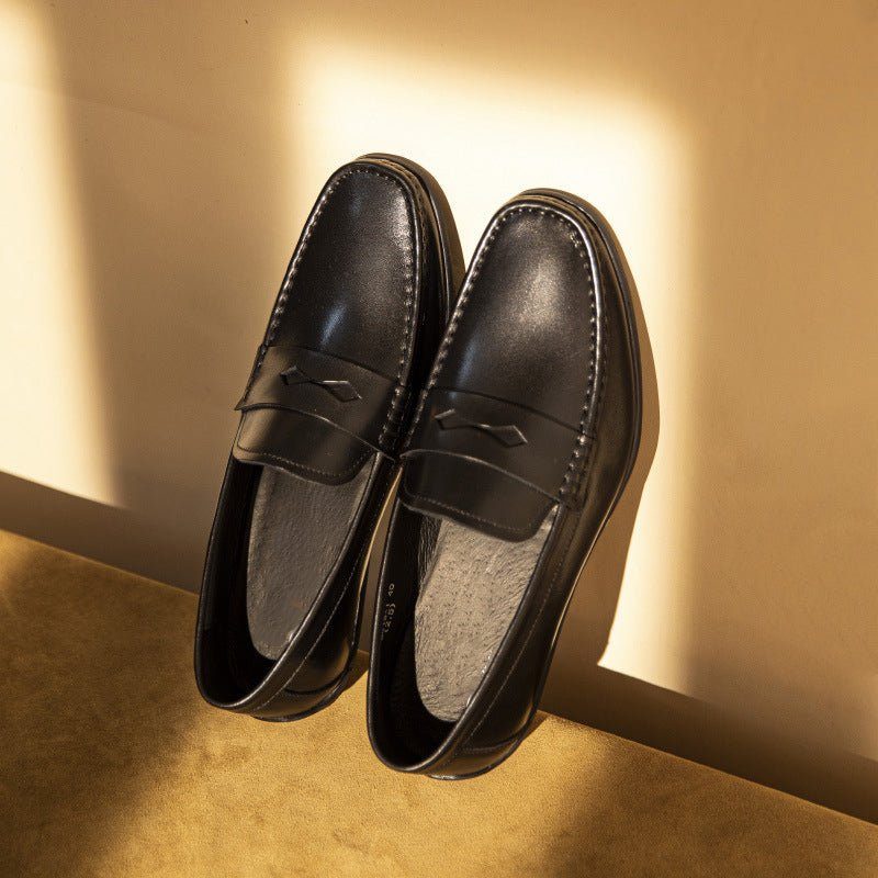 Loafers Til Mænd Eksotiske Firkantede Læder-slip-on - Sort