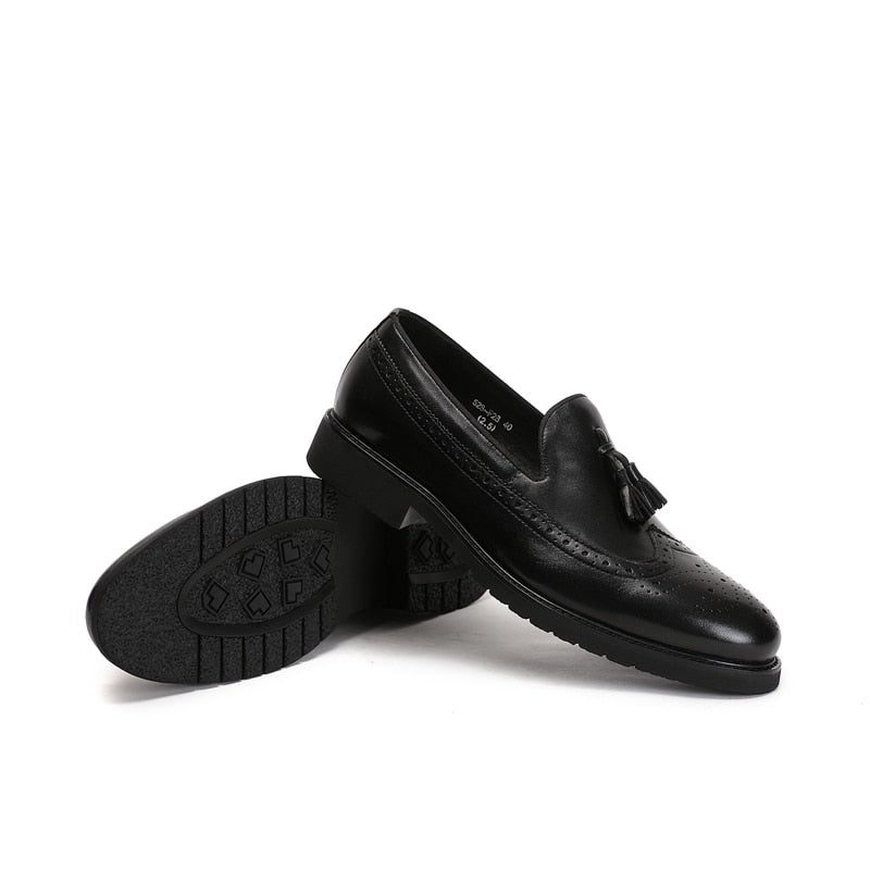 Loafers Til Mænd Eksotiske Slip-on Brogue Sko - Sort