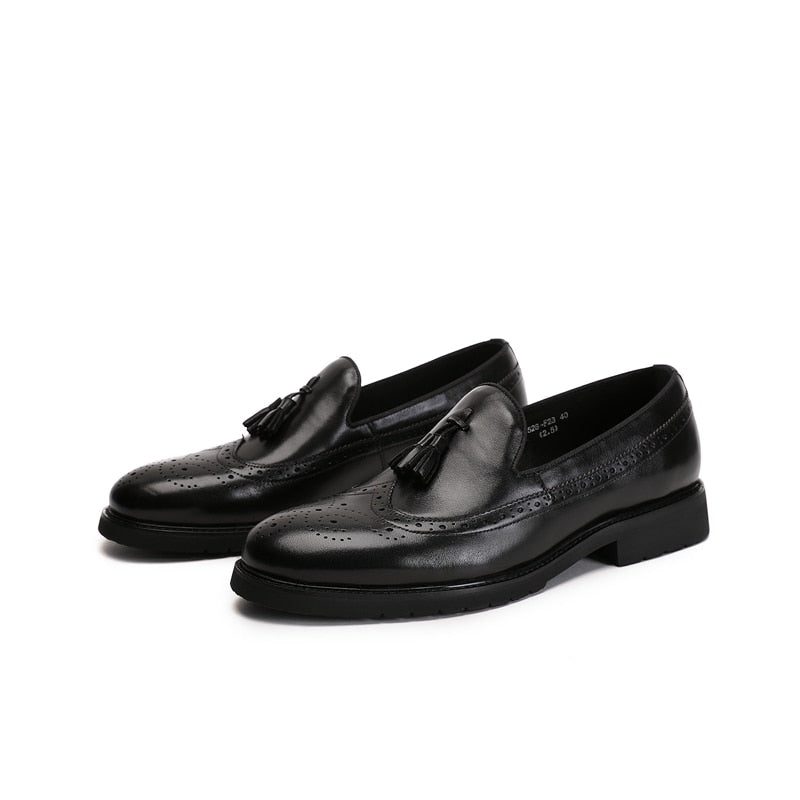 Loafers Til Mænd Eksotiske Slip-on Brogue Sko - Sort