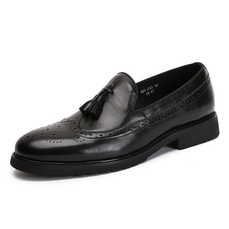 Loafers Til Mænd Eksotiske Slip-on Brogue Sko - Sort