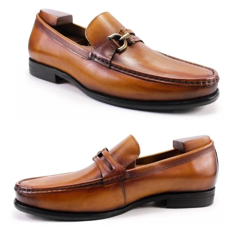 Loafers Til Mænd Elegant Læder Slip On Brogue Sko - Brun