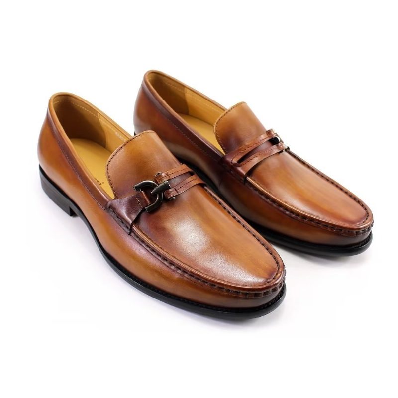 Loafers Til Mænd Elegant Læder Slip On Brogue Sko - Brun