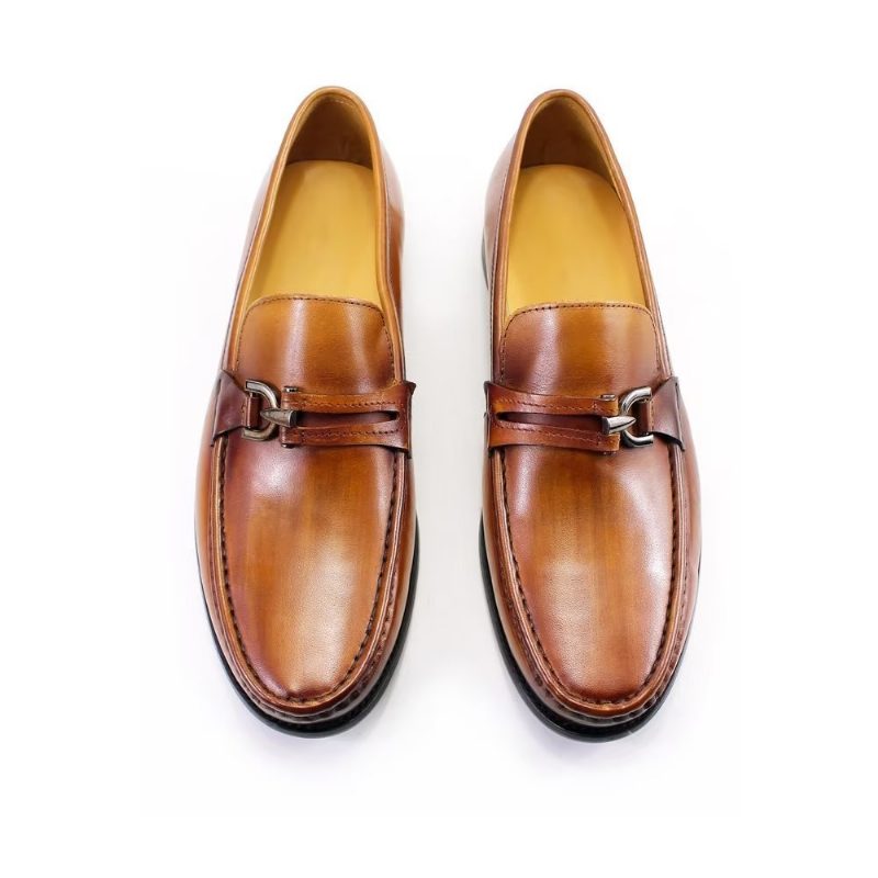 Loafers Til Mænd Elegant Læder Slip On Brogue Sko - Brun