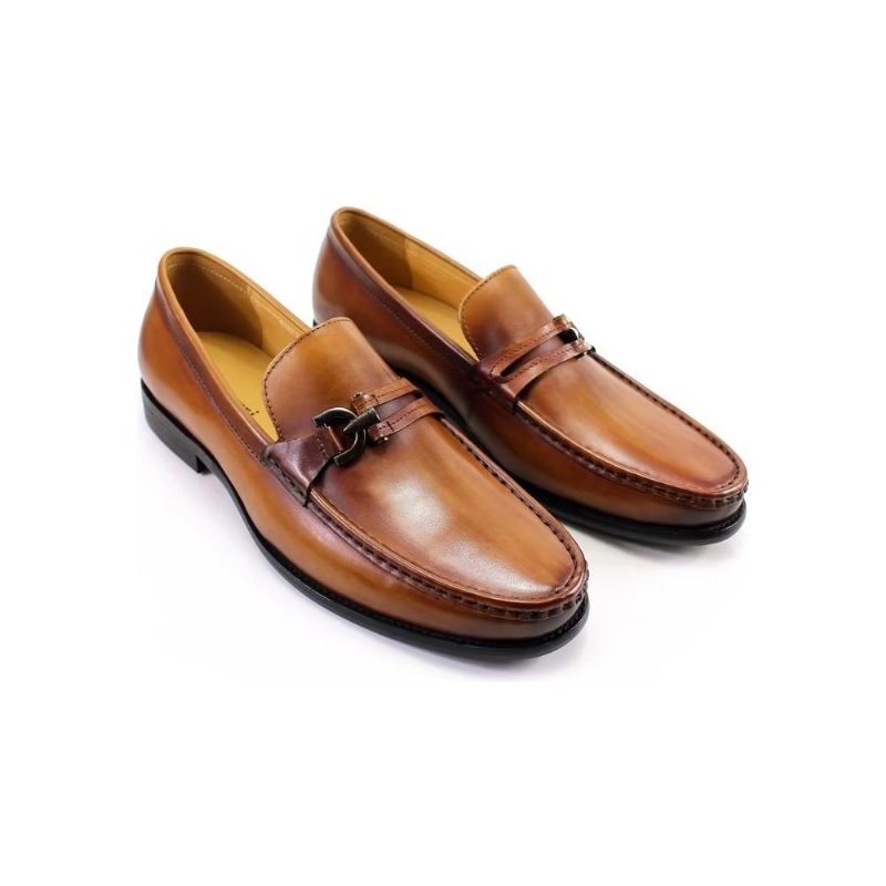 Loafers Til Mænd Elegant Læder Slip On Brogue Sko - Brun