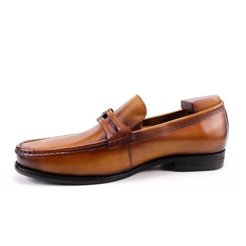 Loafers Til Mænd Elegant Læder Slip On Brogue Sko - Brun