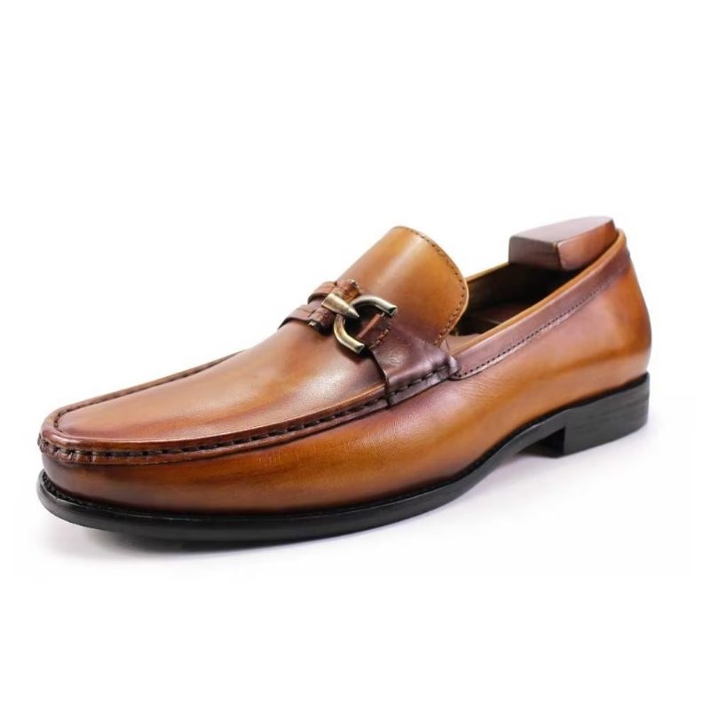 Loafers Til Mænd Elegant Læder Slip On Brogue Sko - Brun