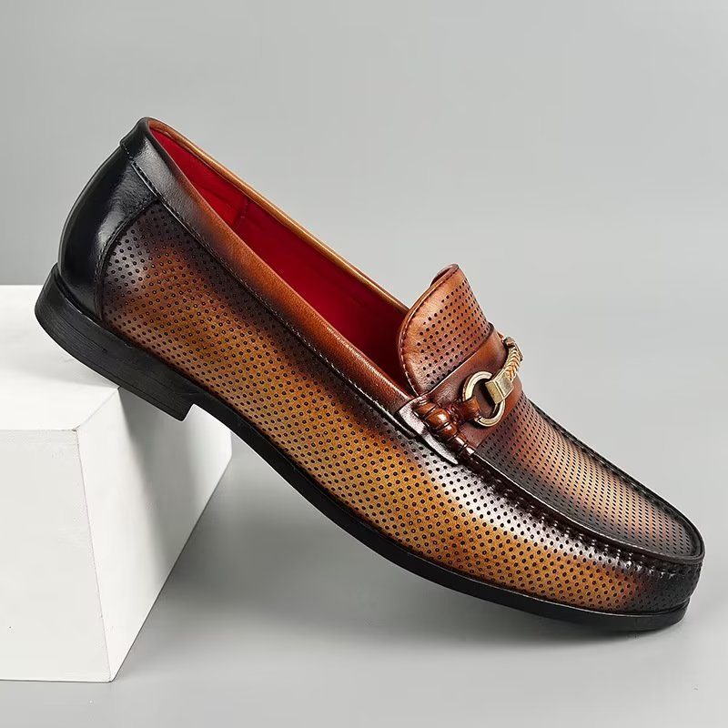 Loafers Til Mænd Elegante Slip On I Ægte Læder - Brun