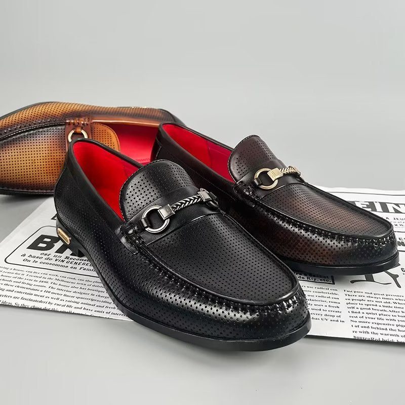 Loafers Til Mænd Elegante Slip On I Ægte Læder - Sort