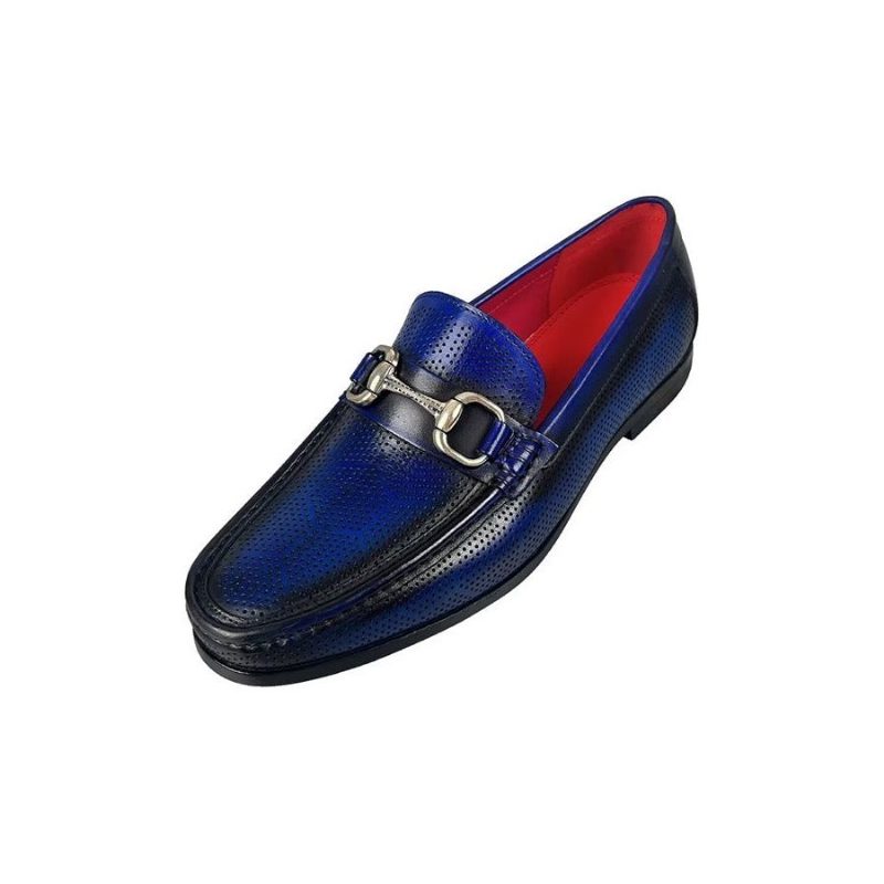 Loafers Til Mænd Elegante Slip On I Ægte Læder - Blå