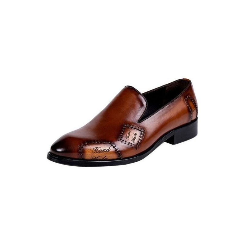 Loafers Til Mænd Exotic Boss Læder Slip-on Brogue - Kaffe