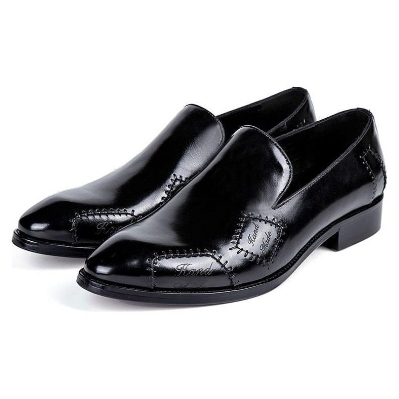 Loafers Til Mænd Exotic Boss Læder Slip-on Brogue - Sort