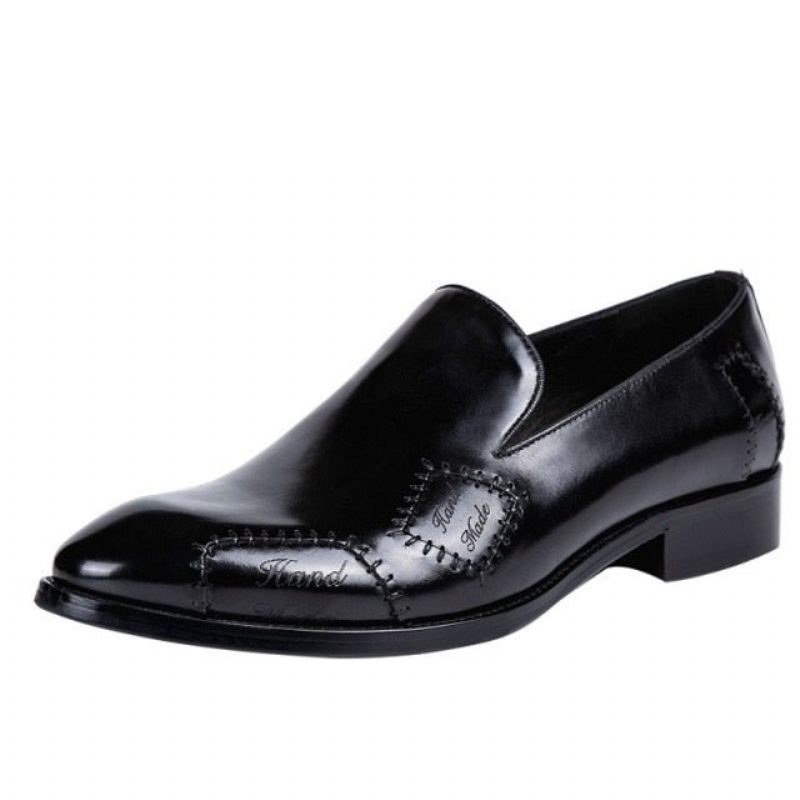 Loafers Til Mænd Exotic Boss Læder Slip-on Brogue - Sort