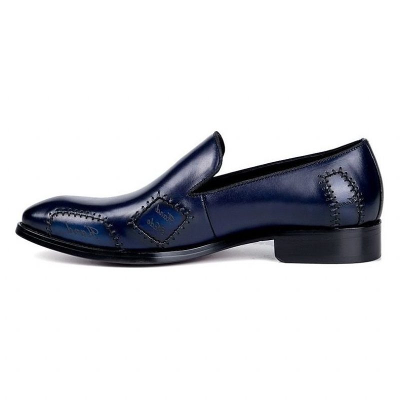 Loafers Til Mænd Exotic Boss Læder Slip-on Brogue - Blå