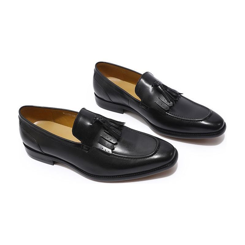 Loafers Til Mænd Exotic Elegance Åndbar Læder Slip-on - Sort