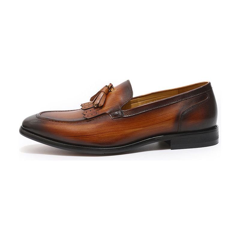 Loafers Til Mænd Exotic Elegance Åndbar Læder Slip-on - Kaffe