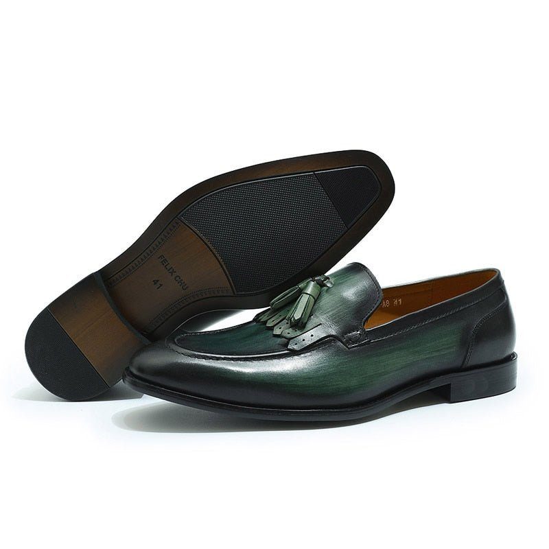 Loafers Til Mænd Exotic Elegance Åndbar Læder Slip-on - Grøn