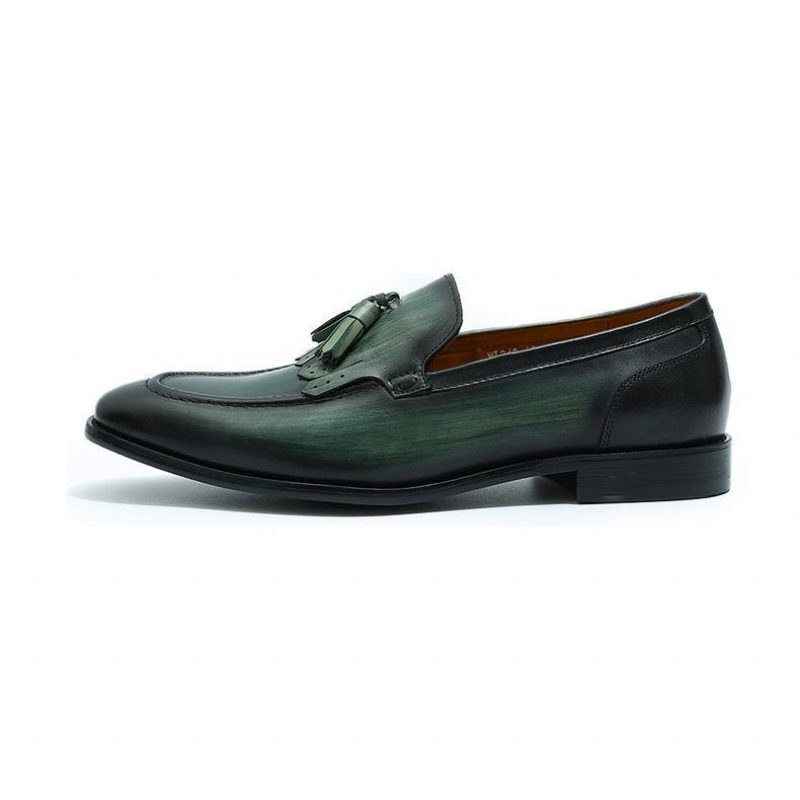 Loafers Til Mænd Exotic Elegance Åndbar Læder Slip-on - Grøn