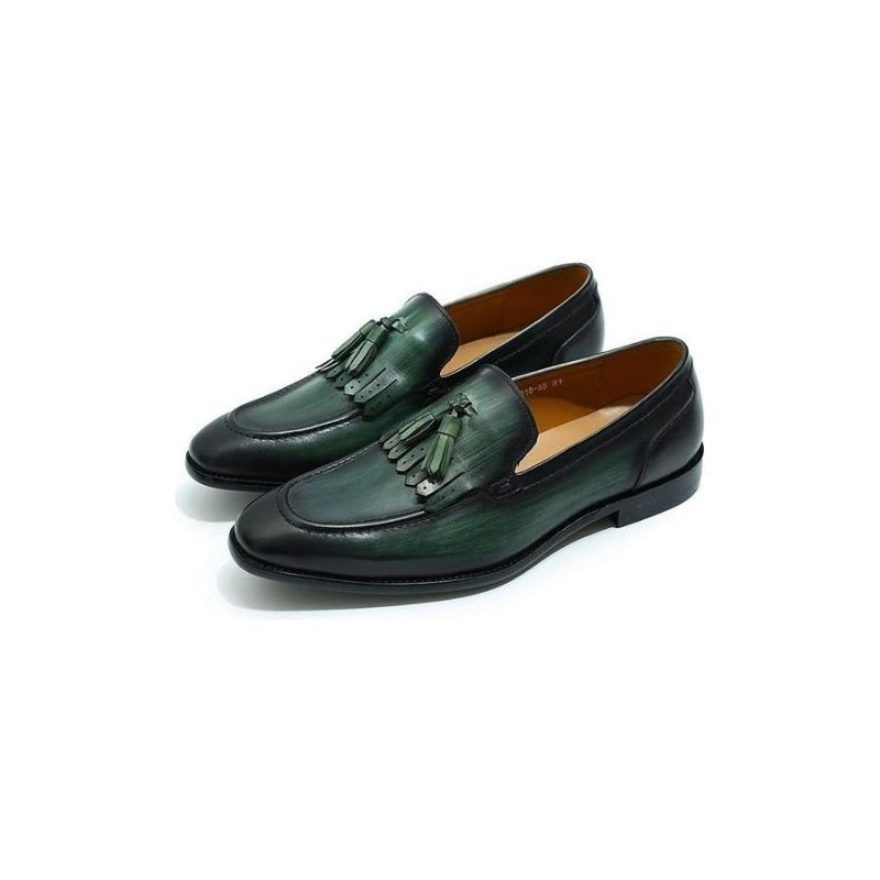 Loafers Til Mænd Exotic Elegance Åndbar Læder Slip-on - Grøn