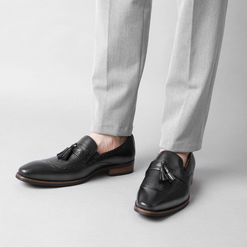 Loafers Til Mænd Exotic Slip On Brogue - Sort