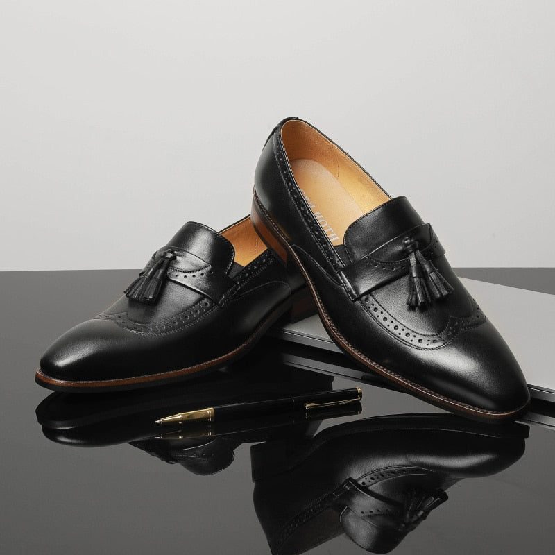 Loafers Til Mænd Exotic Slip On Brogue - Sort