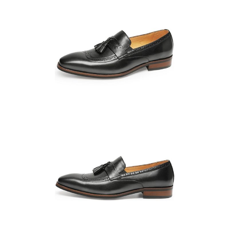 Loafers Til Mænd Exotic Slip On Brogue - Sort