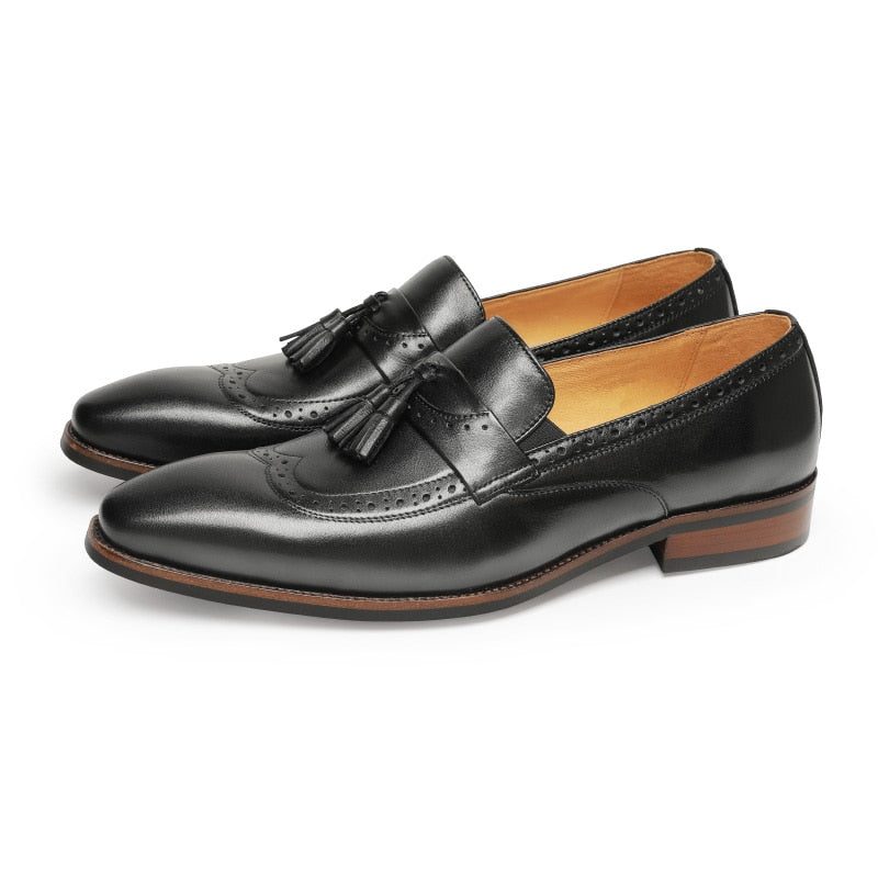 Loafers Til Mænd Exotic Slip On Brogue - Sort