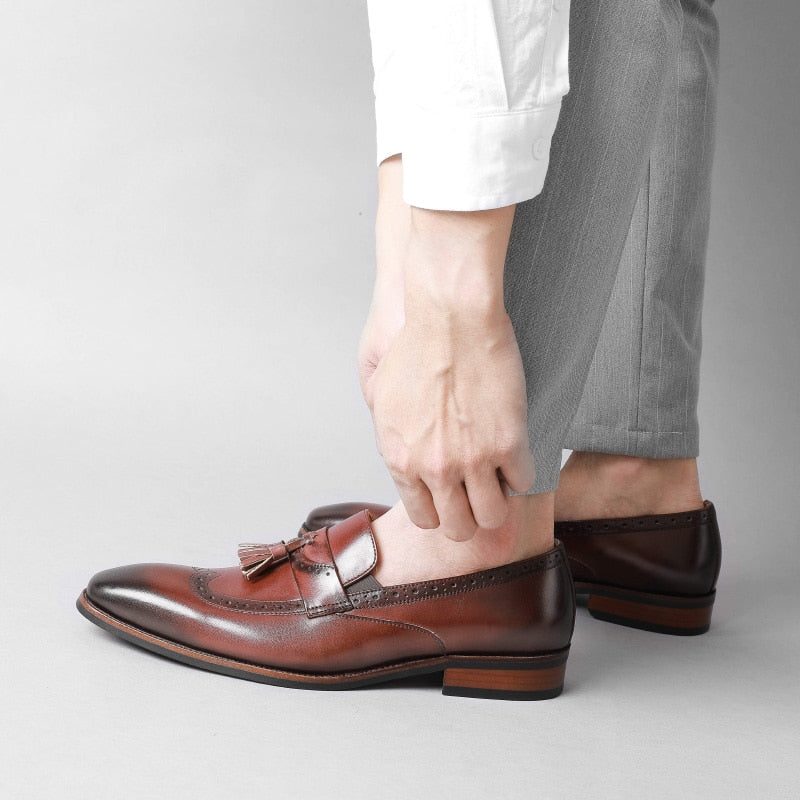 Loafers Til Mænd Exotic Slip On Brogue - Brun