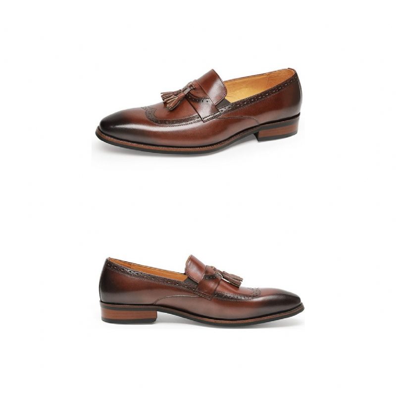 Loafers Til Mænd Exotic Slip On Brogue - Brun