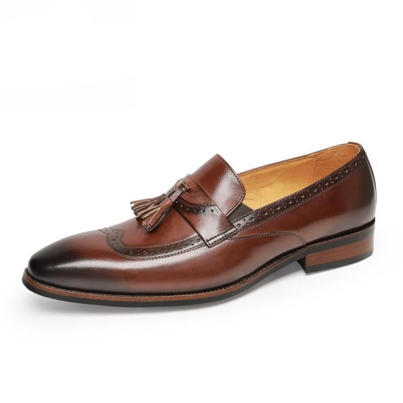 Loafers Til Mænd Exotic Slip On Brogue - Brun