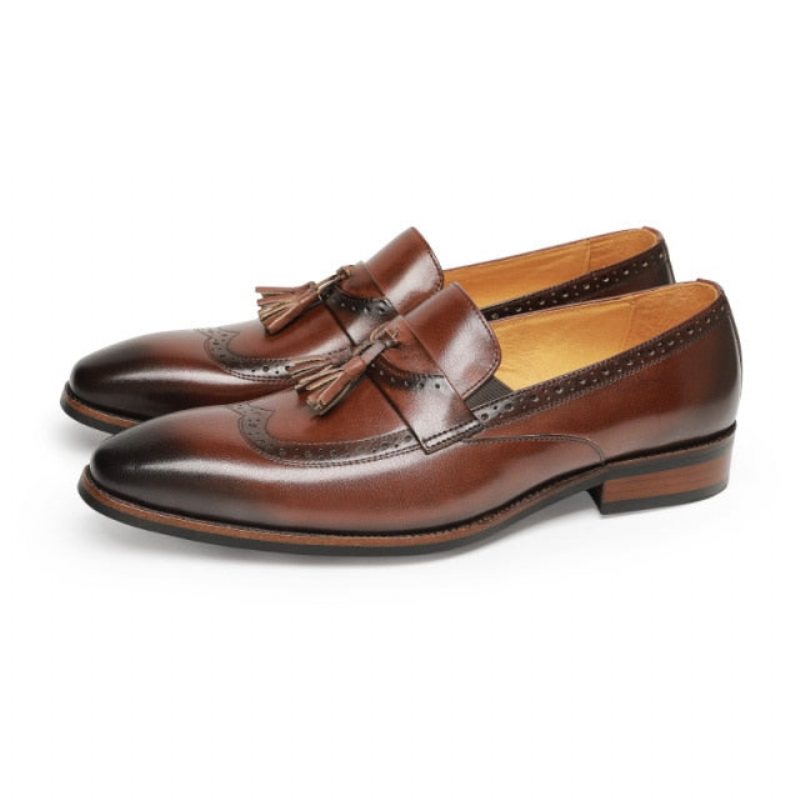 Loafers Til Mænd Exotic Slip On Brogue - Brun