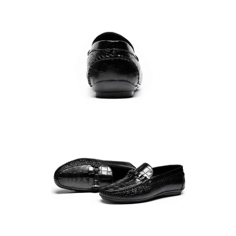 Loafers Til Mænd Exotic Texture Slip-on - Sort