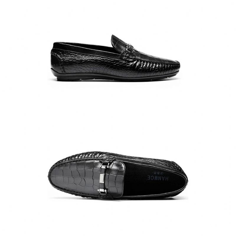 Loafers Til Mænd Exotic Texture Slip-on - Sort