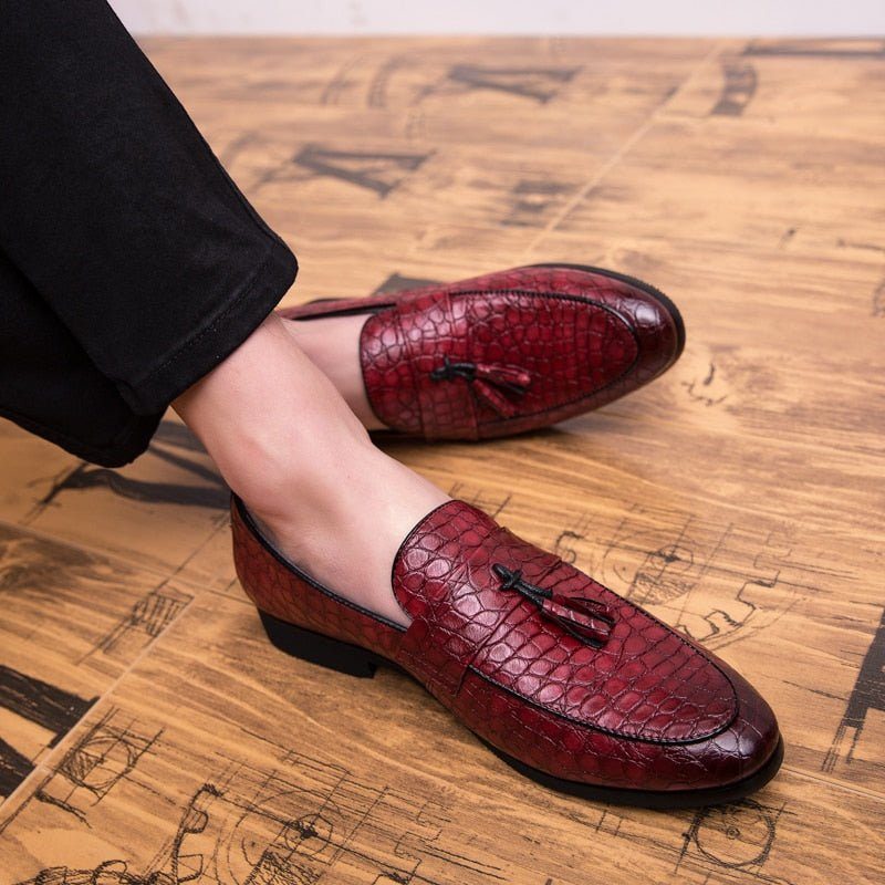 Loafers Til Mænd Lavish Croctassel Exotic Oxford - Rød