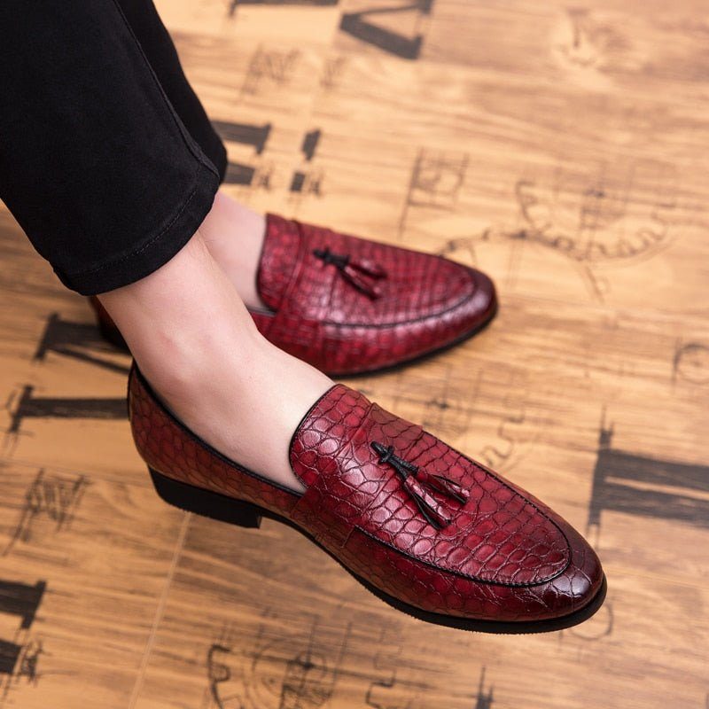 Loafers Til Mænd Lavish Croctassel Exotic Oxford - Rød