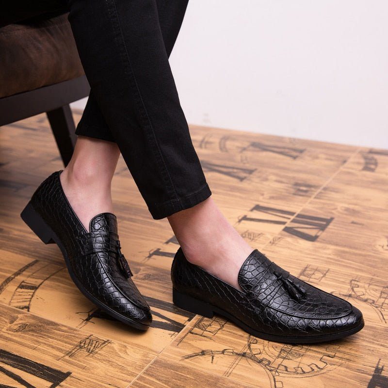 Loafers Til Mænd Lavish Croctassel Exotic Oxford - Sort