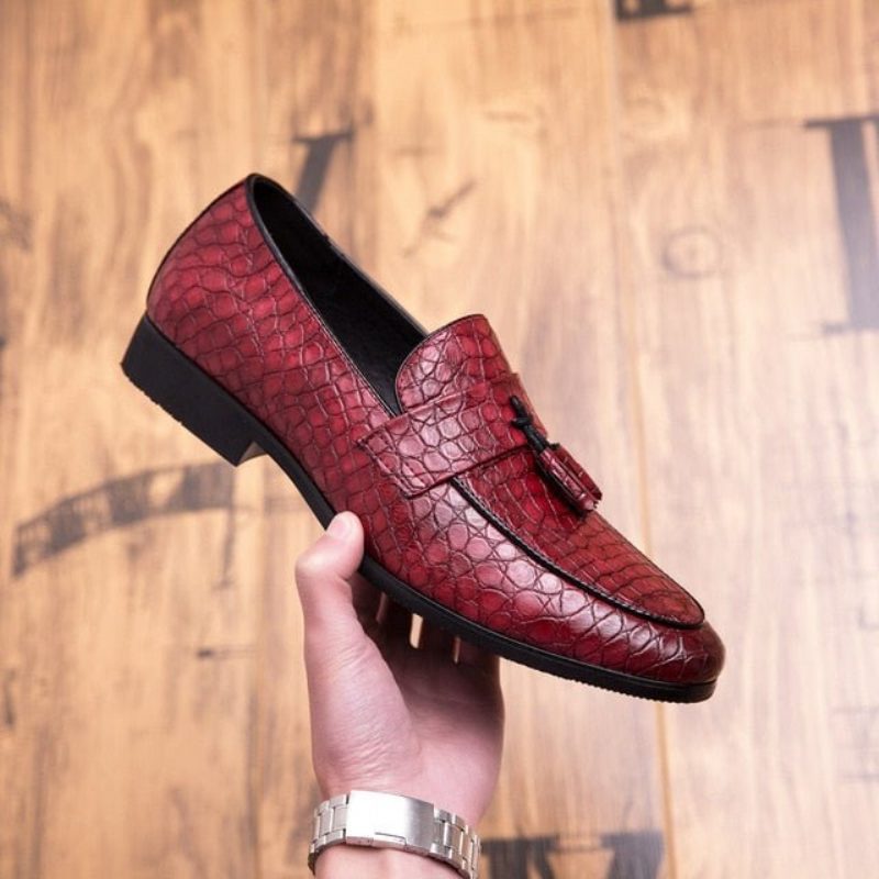 Loafers Til Mænd Lavish Croctassel Exotic Oxford - Rød