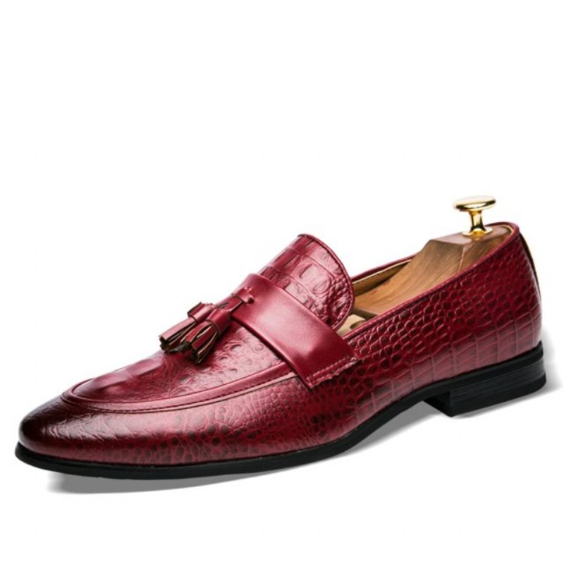 Loafers Til Mænd Lavish Croctassel Exotic Oxford - Rød