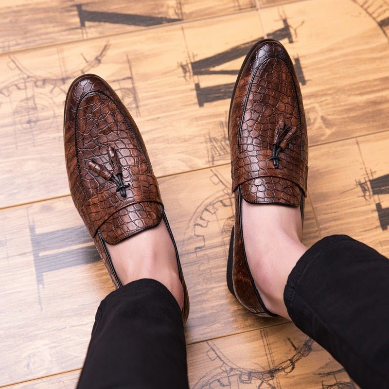 Loafers Til Mænd Lavish Croctassel Exotic Oxford - Kaffe