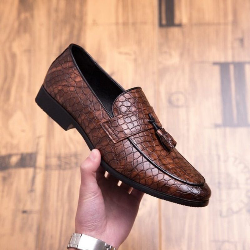 Loafers Til Mænd Lavish Croctassel Exotic Oxford - Kaffe