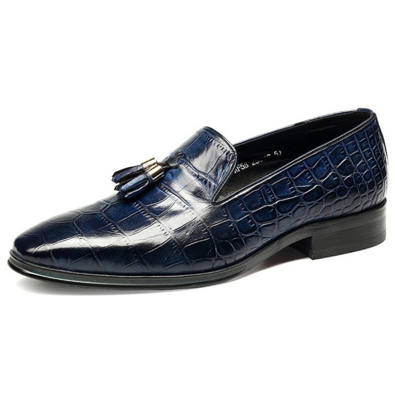 Loafers Til Mænd Luksus Alligator Tassel Slip-on - Blå