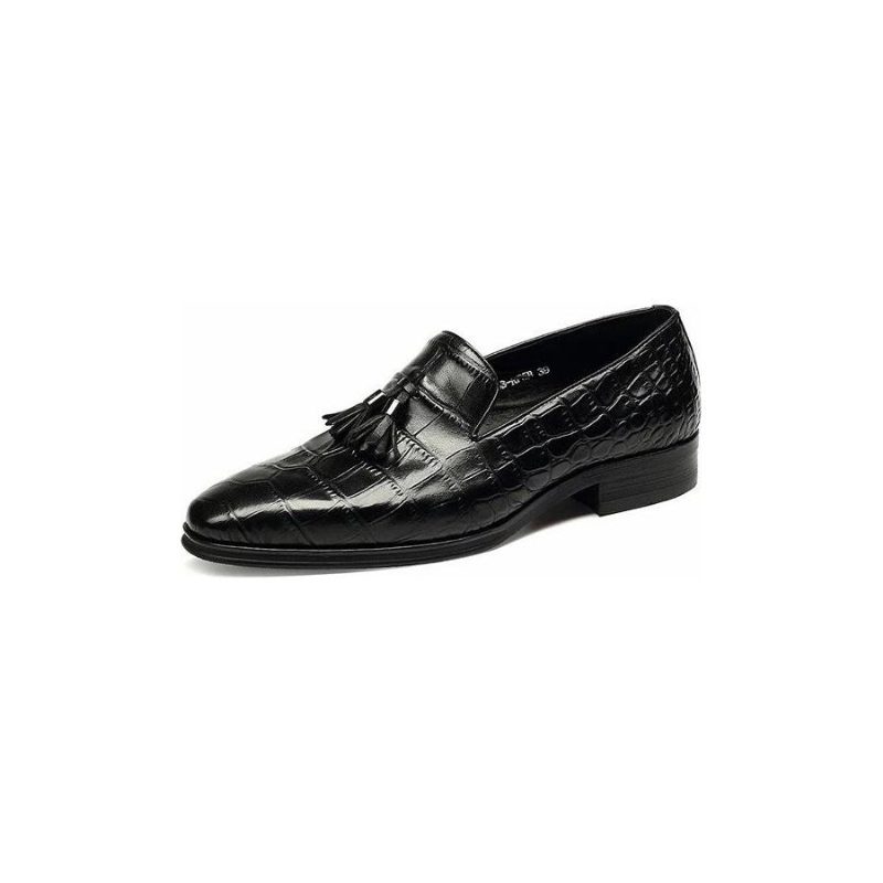 Loafers Til Mænd Luksus Alligator Tassel Slip-on - Sort