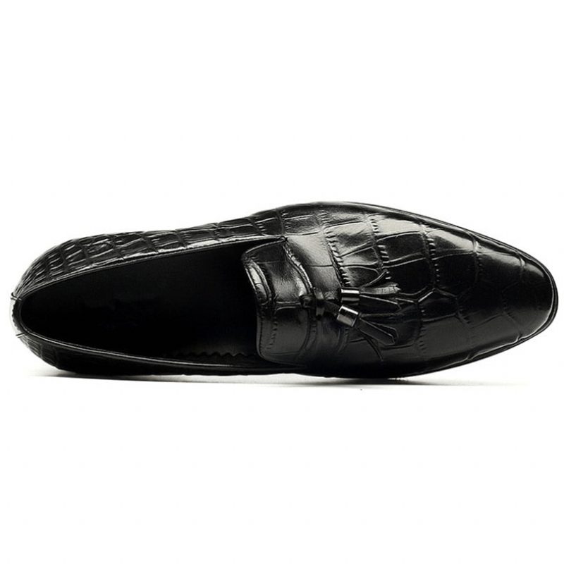 Loafers Til Mænd Luksus Alligator Tassel Slip-on - Sort