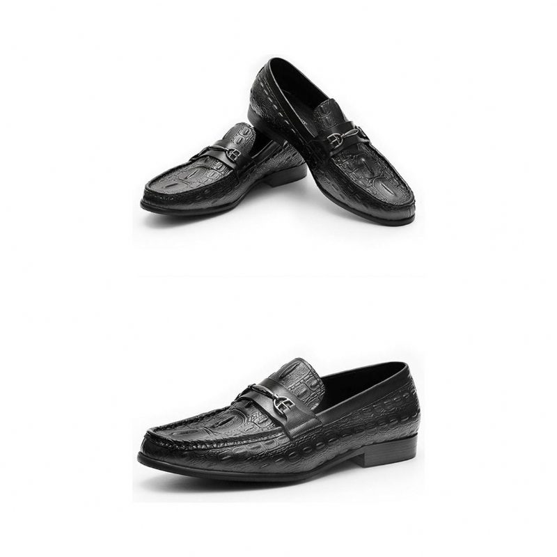 Loafers Til Mænd Luksus Crocbreeze Læder Slip-on - Sort