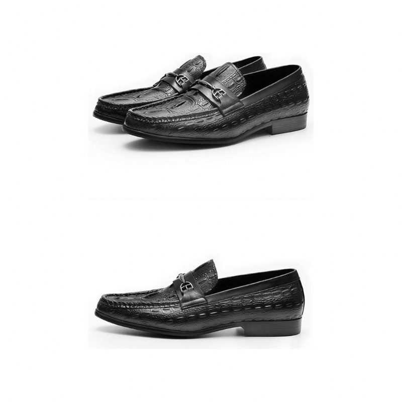 Loafers Til Mænd Luksus Crocbreeze Læder Slip-on - Sort