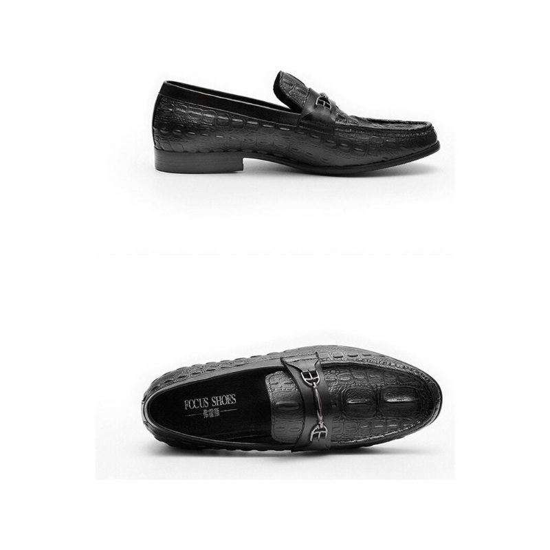 Loafers Til Mænd Luksus Crocbreeze Læder Slip-on - Sort