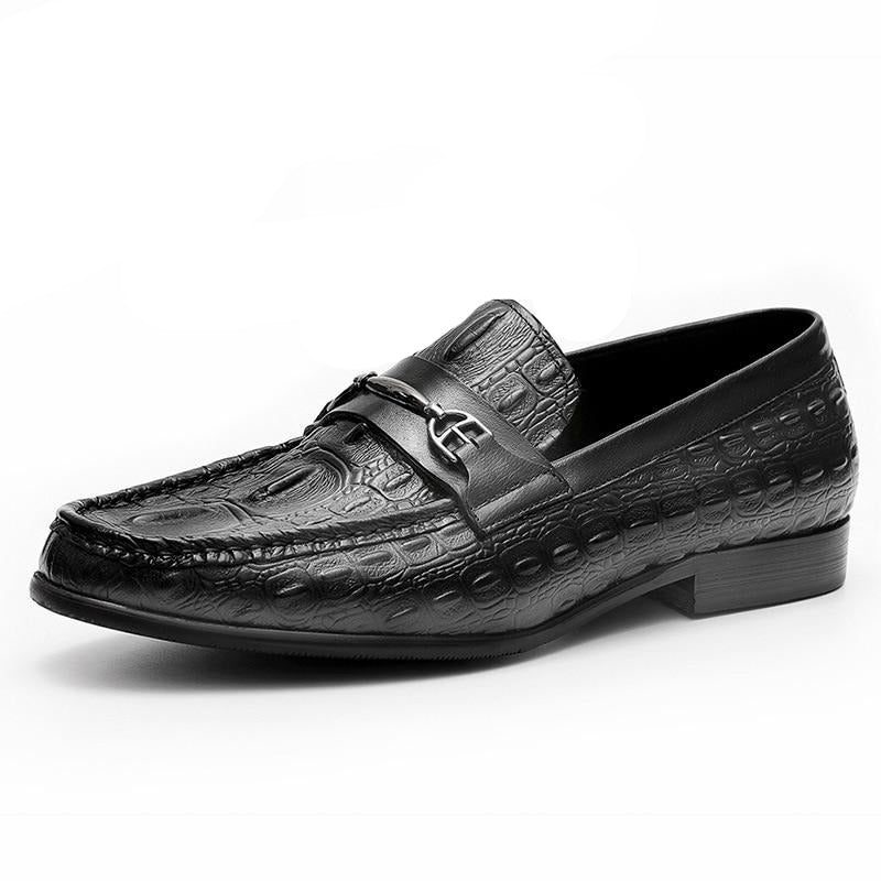 Loafers Til Mænd Luksus Crocbreeze Læder Slip-on - Sort