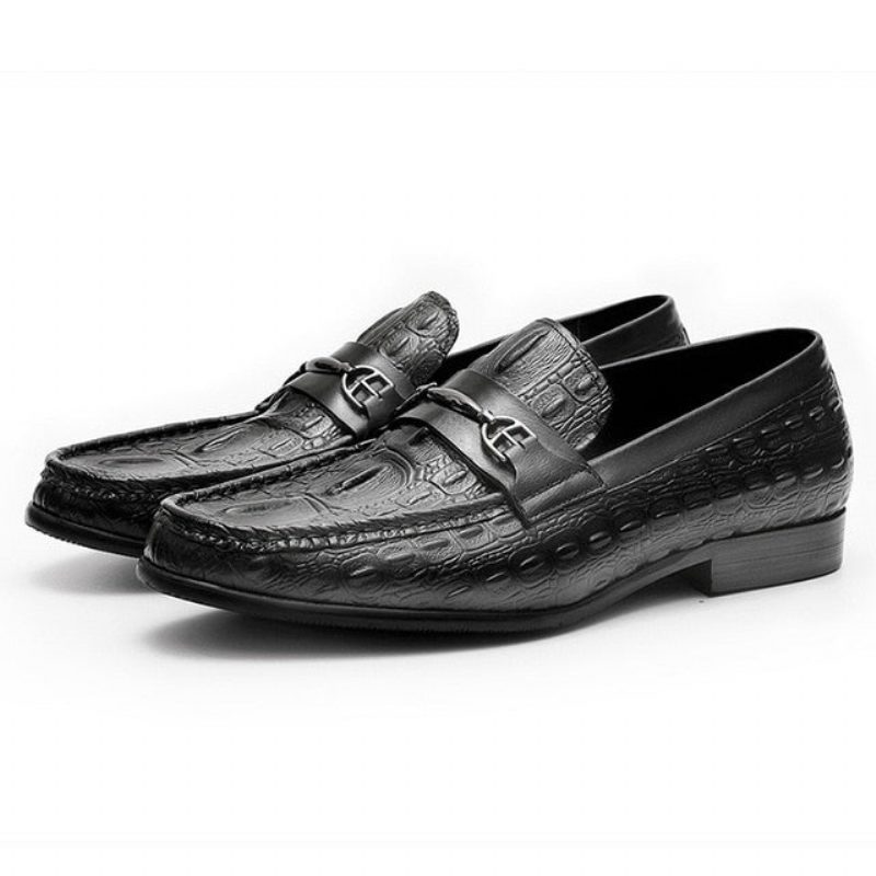 Loafers Til Mænd Luksus Crocbreeze Læder Slip-on - Sort